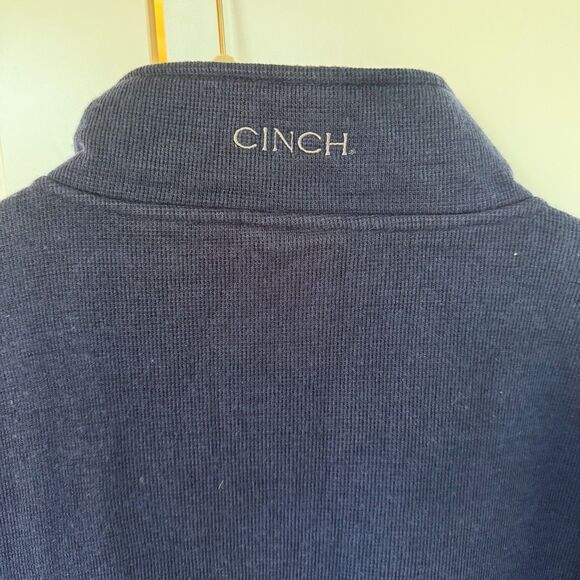Cinch Quarter Zip Men’s XL Navy with Gray Grid Fleece‎ Pullover Western Ranch - Picture 3 of 4